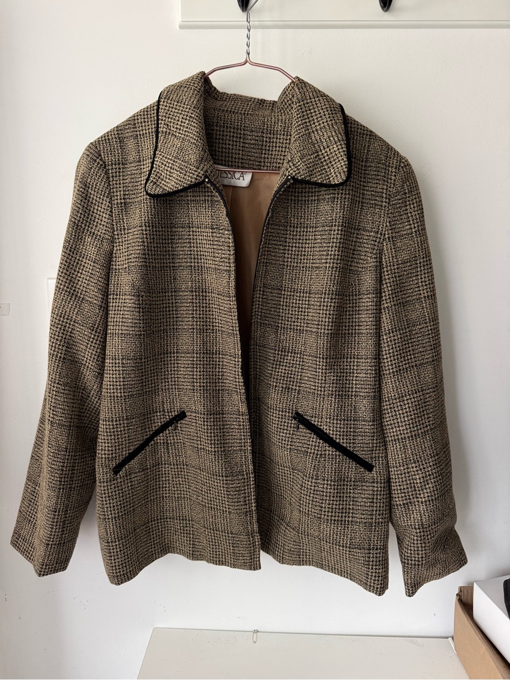 Vintage tan & black Checked Jessica Jacket